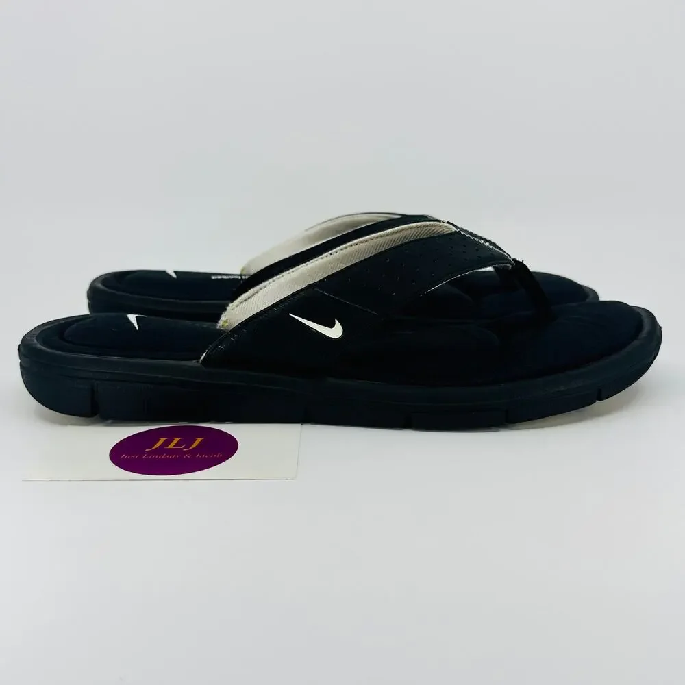 Nike Women's Comfort Thong Flip Flop Sandals Black/White 354925-011 Size 9